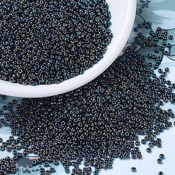 MIYUKI Round Rocailles Beads, Japanese Seed Beads, 11/0, (RR455) Metallic Variegated Blue Iris, 2x1.3mm, Hole: 0.8mm, about 1111pcs/10g