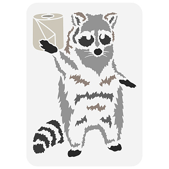 Plastic Drawing Painting Stencils Templates, for Painting on Scrapbook Fabric Tiles Floor Furniture Wood, Rectangle, Raccoon Pattern, 29.7x21cm