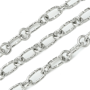 304 Stainless Steel Chains, Unwelded, with Spool, Stainless Steel Color, 12x6.5x1.5mm