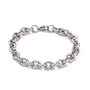 201 Stainless Steel Chunk Cable Chains Bracelet for Men Women, Stainless Steel Color, 7-1/2 inch(19cm)