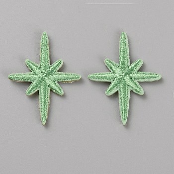 Cloth Star Self-adhesion Embroidery Sew on Appliques, Sewing Craft Decoration, Dark Sea Green, 32x24.5x2mm