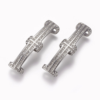 304 Stainless Steel Slide Charms, with Rhinestone, Rectangle, Stainless Steel Color, 42x11x7mm, Hole: 4x8mm