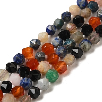 Natural Carnelian/Lapis Lazuli/Labradorite/Amazonite/Apatite Beads Strands, Star Cut Round Beads, Faceted, Mixed Dyed and Undyed, 5~6mm, Hole: 0.8mm, about 65~69pcs/strand, 15.16''~15.35''(38.5~39cm)