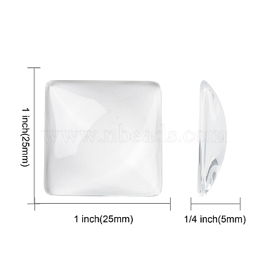 Ясно квадратных прозрачный стекло кабошоны(X-GGLA-S013-25x25mm-1)-2