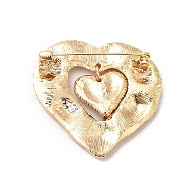 Colorful Rhinestone Double Heart Lapel Pin(JEWB-P014-06G)-2