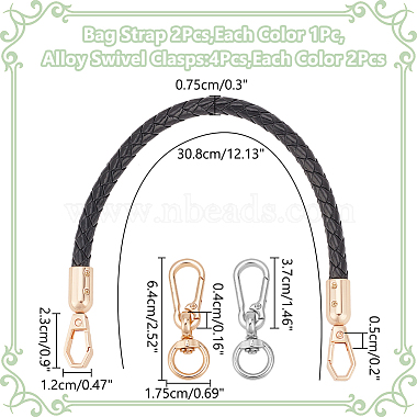 WADORN 2Pcs 2 Colors Braided Imitation Leather Mobile Straps(FIND-WR0010-34)-2