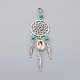 Synthetic Turquoise Alloy Woven Net/Web with Feather Pendant Decorations(HJEW-JM00341)-2