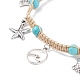 Bracelet de cheville en perles synthétiques turquoise tressées(AJEW-AN00483)-4