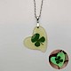 Glow in the Dark Resin Heart with Clover Pendant Necklace(TU8342-1)-1