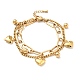 bracelet multirangs charm coeur et boule ronde(BJEW-G639-24G)-1