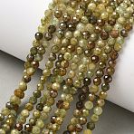 Natural Green Garnet Beads Strands, Round, Faceted, 4~4.5mm, Hole: 0.6mm, about 96pcs/strand, 15.35''(39cm)(G-Z161-A03-4mm)