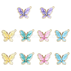 10Pcs 5 Colors Rack Plating Alloy Enamel Pendants, Cadmium Free & Nickel Free & Lead Free, Light Gold, Butterfly Charm, Mixed Color, 23.5x21x3mm, Hole: 1.2mm, 2pcs/color(ENAM-YW0004-74)