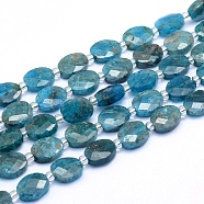 Natural Apatite Beads Strands, Faceted, Oval, 9~10x7~8x3.5~4mm, Hole: 1mm, about 35pcs/strand, 15.55 inch(39.5cm)(G-L552J-01B)