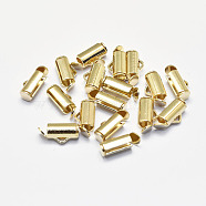 Long-Lasting Plated Brass Slide On End Clasps, Real 18K Gold Plated, Nickel Free, Tube, 9x5.5x4mm, Hole: 1mm, Inner Diameter: 2.5mm(KK-K193-119G-NF)