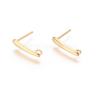 304 Stainless Steel Ear Stud Components, with Loop, Golden, 15x3mm, Hole: 1.8mm, Pin: 0.7mm(X-STAS-F227-20A-G)