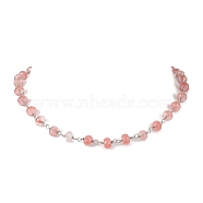 Synthetic Cherry Quartz Glass Necklaces for Women, 16.34 inch(41.5cm)(NJEW-JN04739-01)