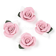 Handmade Porcelain Cabochons, China Clay Beads, Flower, Pink, 23~25x20.5~21x10~11mm(X-PORC-S1003-06A)