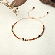 Bohemian Style Handmade Braided Friendship Bracelet with Semi-Precious Beads for Women, Mixed Color, 0.1cm(ST0949609)