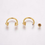 Stainless Steel Body Jewelry, Nose Studs, Golden, 10x10.5x3mm, Inner Diameter: 8mm, Pin: 1mm(AJEW-TAC0017-01G)