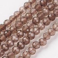 Natural Smoky Quartz Bead Strand, Round, Faceted, 2mm, Hole: 0.5mm, about 164pcs/strand, 15.8 inch(40.2cm)(X-G-G680-22)
