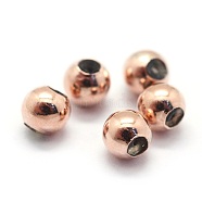 Sterling Silver Bead Spacers, with Rubber Inside, Round, Rose Gold, 6mm, Hole: 1.2mm(X-STER-I016-106D-RG)