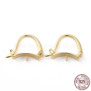 925 Sterling Silver Hoop Earring Findings, with Horizontal Loops, Arch, for Half Drilled Beads, Golden, 10x12x2.5mm, Pin: 1mm, Hole: 1mm, Fit for 12mm Beads(STER-D035-21G)