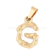 304 Stainless Steel Pendants, Bamboo Style, Letter, Golden Color, Letter.G, 19x14x3.5mm, Hole: 3x7mm(STAS-F235-01G-G)