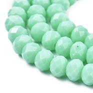 Opaque Solid Color Imitation Jade Glass Beads Strands, Faceted, Rondelle, Turquoise, 2.3~2.7x1.5mm, Hole: 0.4mm, about 150~155pcs/strand, 32~33cm(EGLA-A044-P1mm-D14)