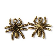 Halloween Jewelry Tibetan Style Alloy Pendants, Cadmium Free & Lead Free, Spider, Antique Bronze, 17.5x19x3mm, Hole: 1.5mm(MLF10315Y-NF)