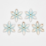 Transparent Acrylic Links connectors, with Plated Bottom, Flower, Light Sky Blue, 46x40.5x4mm, Hole: 1mm(TACR-R140-01C)