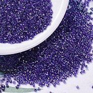 MIYUKI Delica Beads, Cylinder, Japanese Seed Beads, 11/0, (DB0284) Sparkling Purple Lined Aqua Luster, 1.3x1.6mm, Hole: 0.8mm, about 10000pcs/bag, 50g/bag(SEED-X0054-DB0284)
