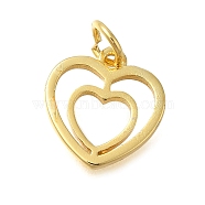 Heart Rack Plating Brass Charms, with Jump Rings, Lead Free & Cadmium Free, Long-Lasting Plated, Real 18K Gold Plated, 12.5x12x1.5mm, Hole: 3.5mm(KK-I716-21A-G)