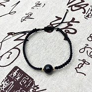 Natural Obsidian Braided Bead Bracelets, Adjustable Nylon Cord Cord Bracelets for Women, no size(HT5213-2)