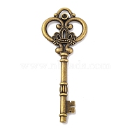 Tibetan Style Alloy Pendants, Crown Skeleton Key, Big Pendants, Antique Bronze, 82x32mm(X-PALLOY-N0118-177)