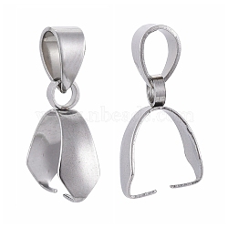 201 Stainless Steel Pendant Pinch Bails, Stainless Steel Color, 13x12x4.5mm, Hole: 6x4mm(X-STAS-E437-28P)