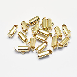 Long-Lasting Plated Brass Slide On End Clasps, Real 18K Gold Plated, Nickel Free, Tube, 9x5.5x4mm, Hole: 1mm, Inner Diameter: 2.5mm(KK-K193-119G-NF)