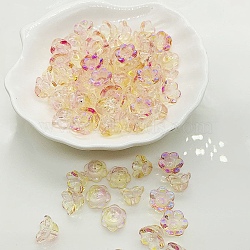 Handmade Lampwork Beads, AB Color, Lily of the Valley, Champagne Yellow, 12x8mm, Hole: 1.2mm(LAMP-CJC0008-16H)