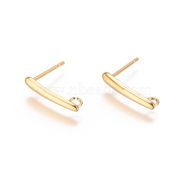 304 Stainless Steel Ear Stud Components, with Loop, Golden, 15x3mm, Hole: 1.8mm, Pin: 0.7mm(X-STAS-F227-20A-G)