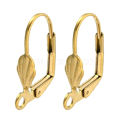 Ion Plating(IP) 304 Stainless Steel Leverback Earring Findings, Real 18K Gold Plated, 19x12x4.5mm, Hole: 1.8mm, Pin: 0.9mm(STAS-P360-02C-G)