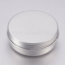 Round Aluminium Tin Cans, Aluminium Jar, Storage Containers for Cosmetic, Candles, Candies, with Screw Top Lid, Platinum, 4.8x1.7cm, Capacity: 25ml(0.84 fl. oz)(X-CON-L007-07)