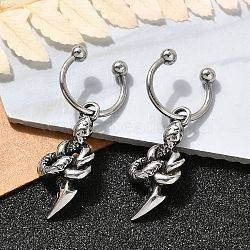 Snake 316 Surgical Stainless Steel Dangle Half Hoop Earrings for Women, Antique Silver, 32.5x10mm, Inner Diameter: 9.93mm, Pin: 1.2mm(17 Gauge)(EJEW-G416-50AS)