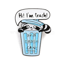 Trash Raccoon Enamel Pins, Black Alloy Lapel Pin Backs for Backpack Clothes, Sky Blue, 35x26mm(JEWB-E044-04EB-01)