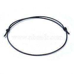 Eco-Friendly Korean Waxed Polyester Cord Bracelet Making, Black, 10-5/8 inch~11 inch(27~28cm), 1mm(BJEW-JB04256-01)