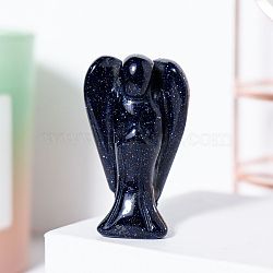 Synthetic Blue Goldstone Angel Figurine Display Decorations, 50x35mm(G-PW0007-060N)