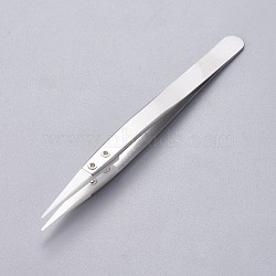Stainless Steel Beading Tweezers, with Porcelain, Stainless Steel Color, 13~13.1x0.95~1cm(TOOL-F006-03B)