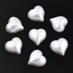 ABS Plastic Imitation Pearl Cabochons, Heart, White, 15x15x5mm(SACR-T015-12-01)
