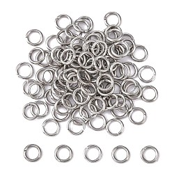 304 Stainless Steel Open Jump Rings, Stainless Steel Color, 18 Gauge, 6x1mm, Inner Diameter: 4mm(STAS-Q186-02-6x1mm)