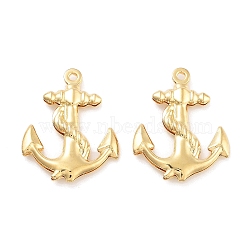 316 Surgical Stainless Steel Pendants, Real 18K Gold Plated, Anchor & Helm, 24x18x3mm, Hole: 1mm(STAS-B072-03G-04)