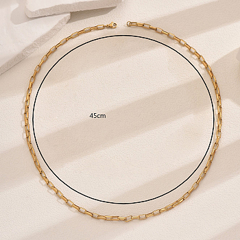 Stylish Stainless Steel Hip-hop Cable Chain Necklaces for Women's Party, Golden, 17.72 inch(45cm)