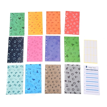 Coated Paper Budget Envelopes for Cash Savings, with Budget Sheets and Label Stickers, Mixed Color, Rectangle, Mixed Patterns, 180x94x0.3mm